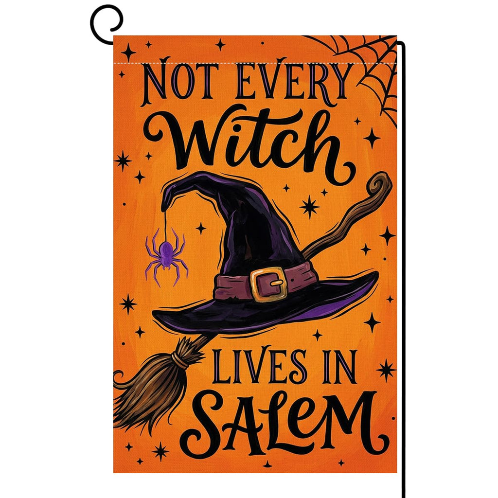 Fall Halloween Not Every Witch Lives in Salem Garden Flag 12x18 Yard Decor