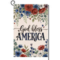 4th of July Floral Garden Flag 12x18 Vertical Double Sided God Bless America Patriotic Flowers Memorial Day Independence Day Holiday Outside Decorations Burlap Yard Flag