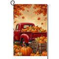 Fall Thanksgiving Red Truck Garden Flag 12x18 Pumpkins Corn Yard Decor
