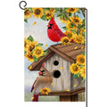 Summer Sunflowers Cardinal Bird Garden Flag 12x18 Vertical Double Sided Yellow Flowers Spring Farmhouse Holiday Outside Decorations Burlap Yard Flag
