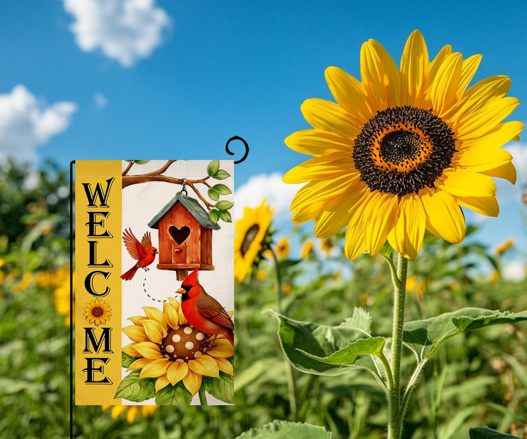 Summer Sunflower Bird Garden Flag 12x18 Vertical Double Sided Welcome Spring Farmhouse Holiday Outside Decorations Burlap Yard Flag