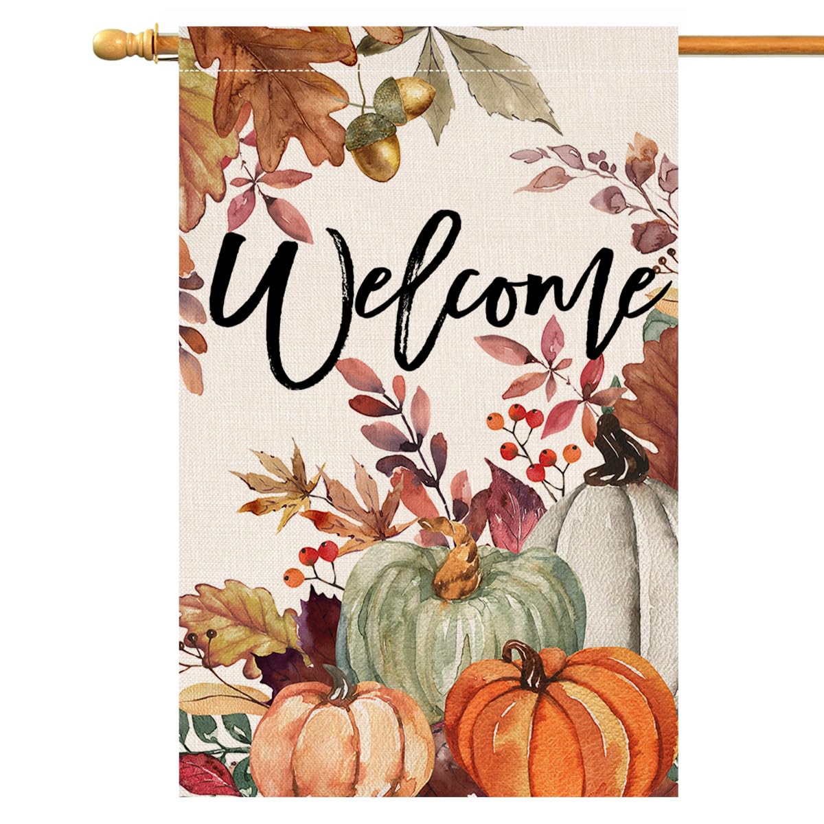 Fall Pumpkin Leaves Garden Flag 12x18 Vertical Double Sided Welcome Autumn Thanksgiving Holiday Outside Decorations Burlap Yard Flag