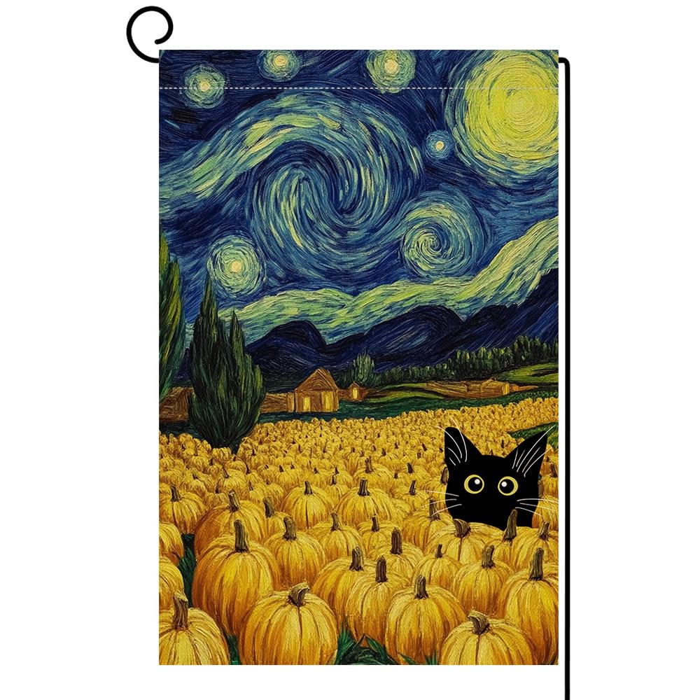 Summer Sunflower Cat Garden Flag 12x18 Vertical Double Sided Blue Sky Welcome Farmhouse Holiday Outside Decorations Burlap Yard Flag