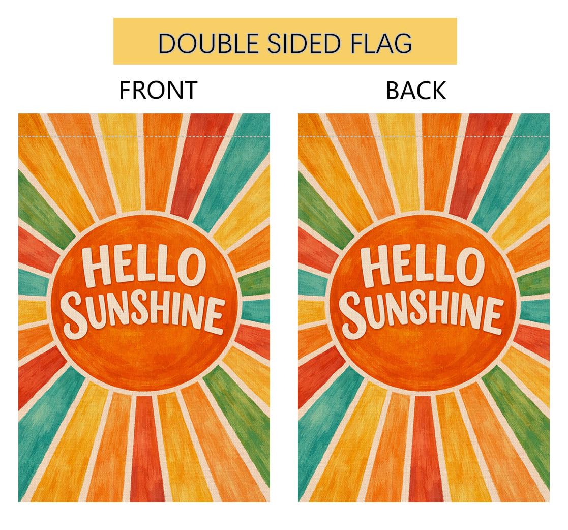 Hello Sunshine Summer Garden Flag 12x18 Vertical Double Sided Welcome Spring Farmhouse Holiday Outside Decorations Burlap Yard Flag