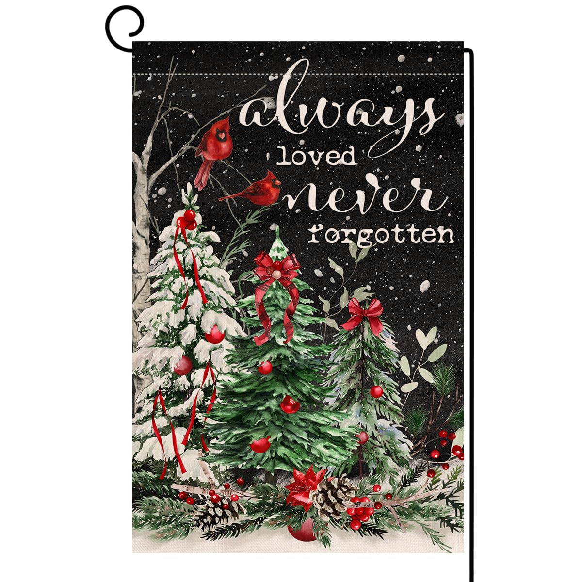 Christmas Trees Garden Flag 12x18 Vertical Double Sided Cardinal Bird Winter Holiday Outside Decorations Burlap Yard Flag