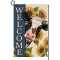 Summer Sunflower Cow Garden Flag 12x18 Vertical Double Sided Welcome Spring Farmhouse Holiday Outside Decorations Burlap Yard Flag