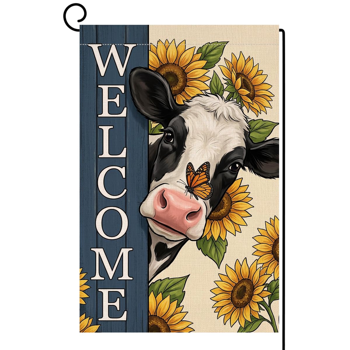 Summer Sunflower Cow Garden Flag 12x18 Vertical Double Sided Welcome Spring Farmhouse Holiday Outside Decorations Burlap Yard Flag