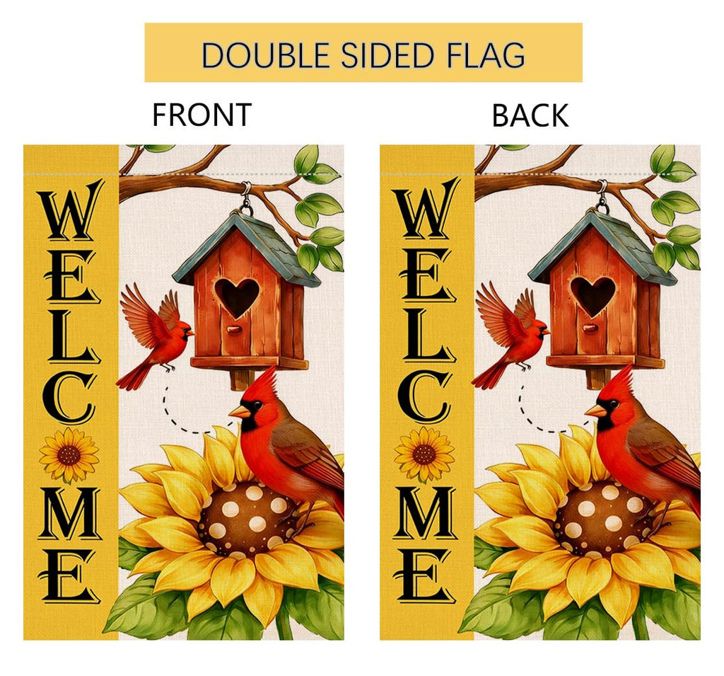 Summer Sunflower Bird Garden Flag 12x18 Vertical Double Sided Welcome Spring Farmhouse Holiday Outside Decorations Burlap Yard Flag