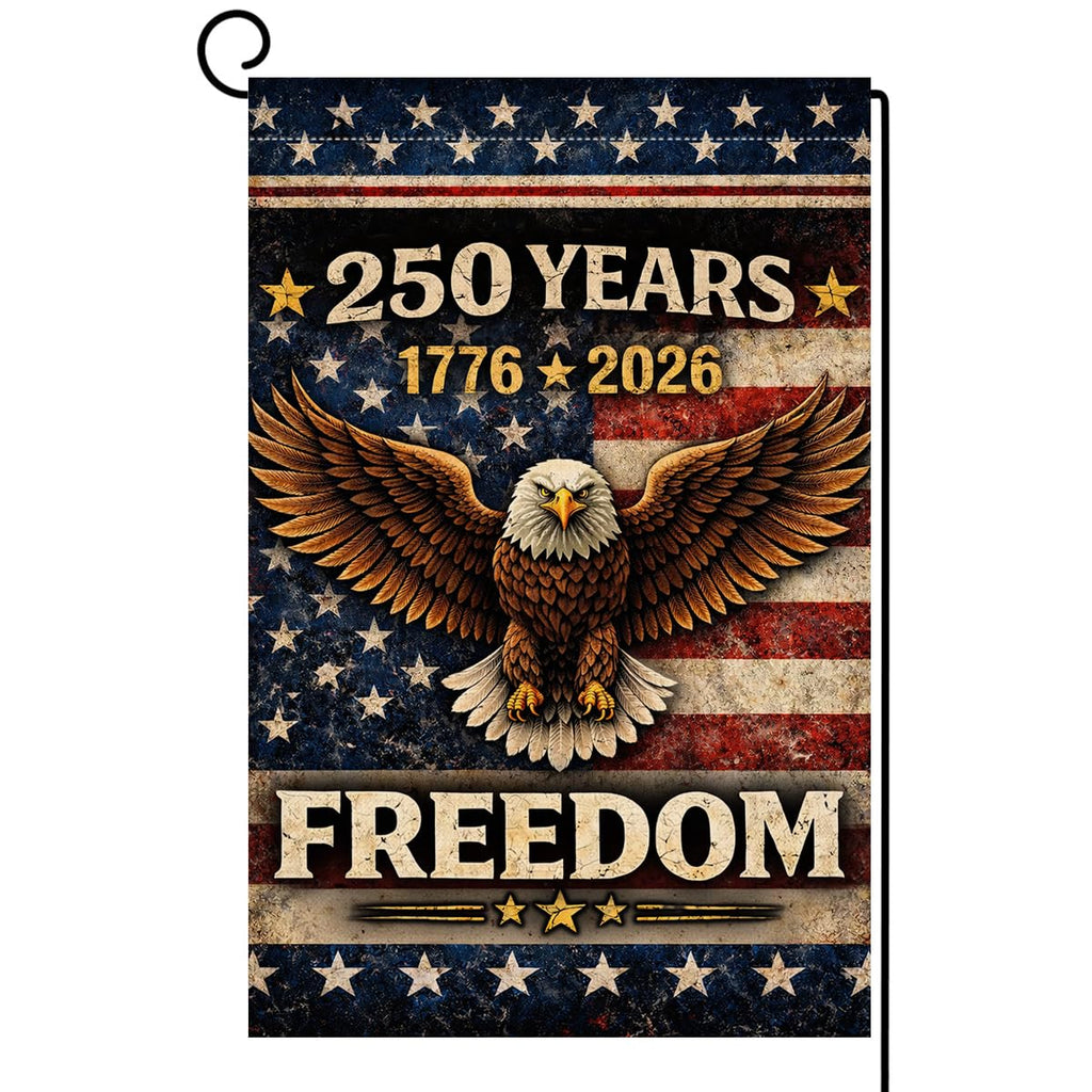 250 Years America Garden Flag 12x18 Vertical Double Sided 1776-2026 USA 250th Anniversary Banner 4th of July Patriotic Freedom Outside Decorations Burlap Yard Flag