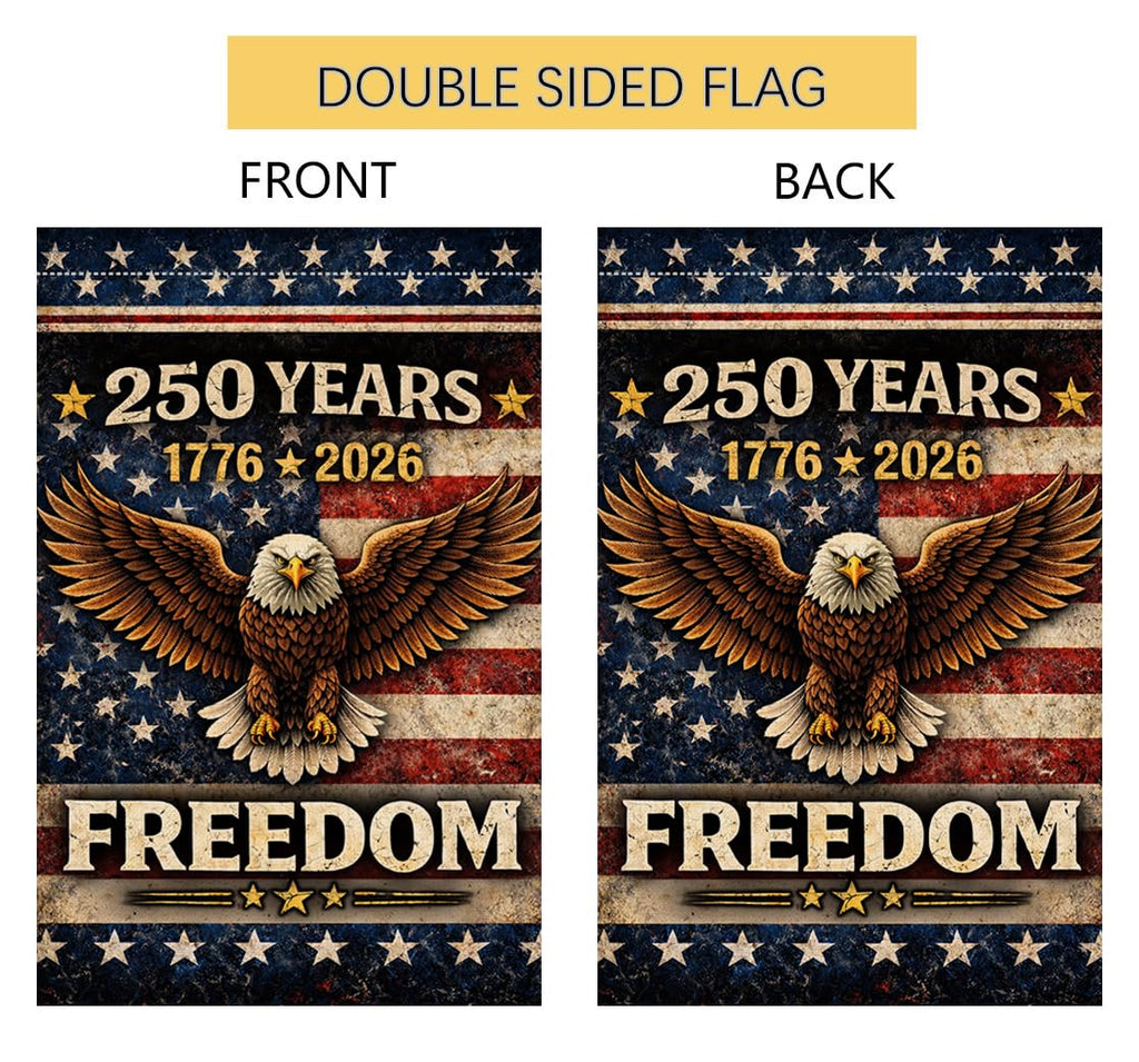 250 Years America Garden Flag 12x18 Vertical Double Sided 1776-2026 USA 250th Anniversary Banner 4th of July Patriotic Freedom Outside Decorations Burlap Yard Flag