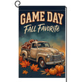 Fall Game Day Vintage Truck Garden Flag 12x18 Footballs Pumpkins Yard Decor
