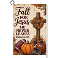 Fall for Jesus Cross Garden Flag 12x18 Football Helmet Pumpkin Yard Decor