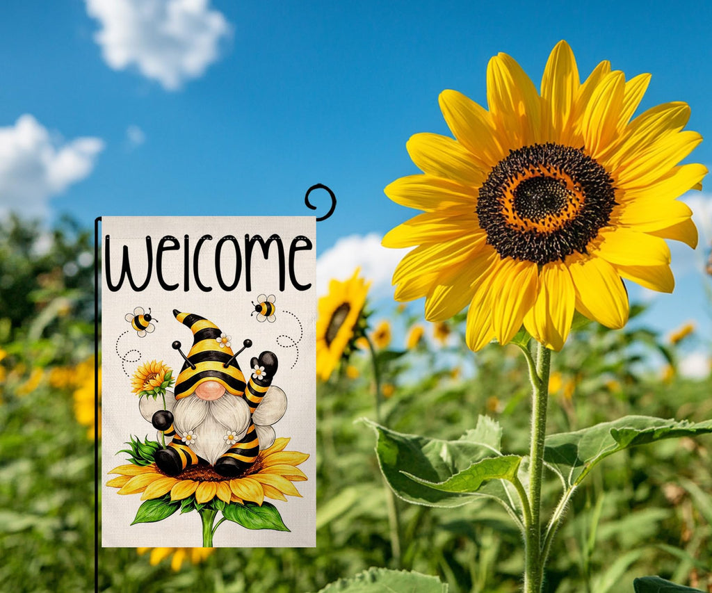 Summer Gnome Sunflower Garden Flag 12x18 Vertical Double Sided Welcome Spring Farmhouse Holiday Outside Decorations Burlap Yard Flag