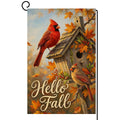 Fall Hello Fall Cardinal Birds Garden Flag 12x18 Birdhouse Maple Yard Decor