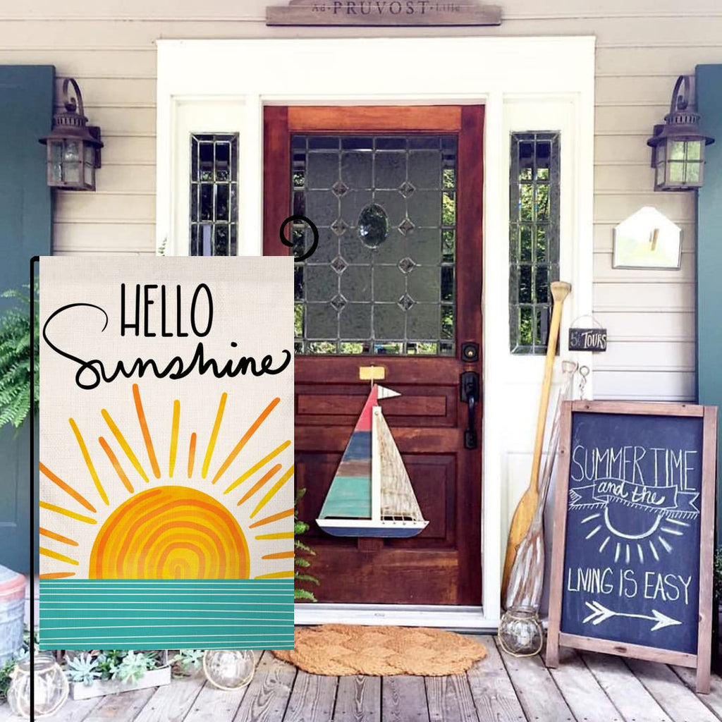 Hello Sunshine Summer Garden Flag 12x18 Vertical Double Sided Farmhouse Holiday Outside Decorations Burlap Yard Flag