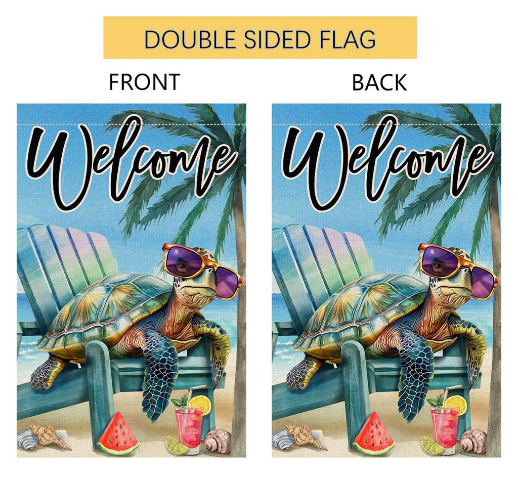 Summer Beach Sea Turtle Garden Flag 12x18 Vertical Double Sided Blue Welcome Ocean Holiday Outside Decorations Burlap Yard Flag