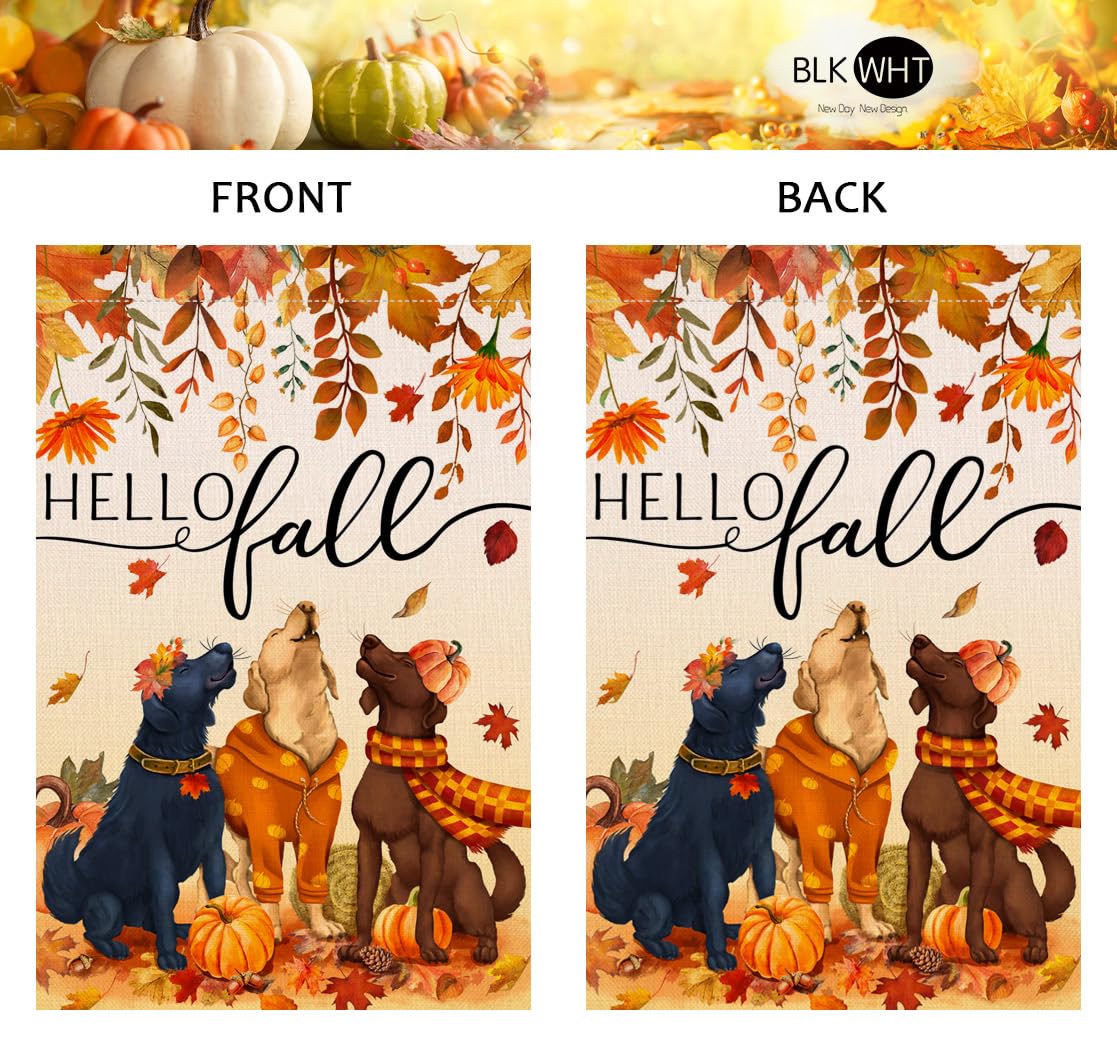 Fall Dogs Garden Flag 12x18 Vertical Double Sided Autumn Leaves Thanksgiving Holiday Outside Decorations Burlap Yard Flag