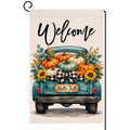 Fall Welcome Blue Truck Garden Flag 12x18 Pumpkins Hello Fall Yard Decor