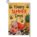 Happy Summer Days Garden Flag 12x18 Vertical Double Sided Summer Beach Watermelon Seasonal Holiday Outside Decorations Burlap Yard Flag