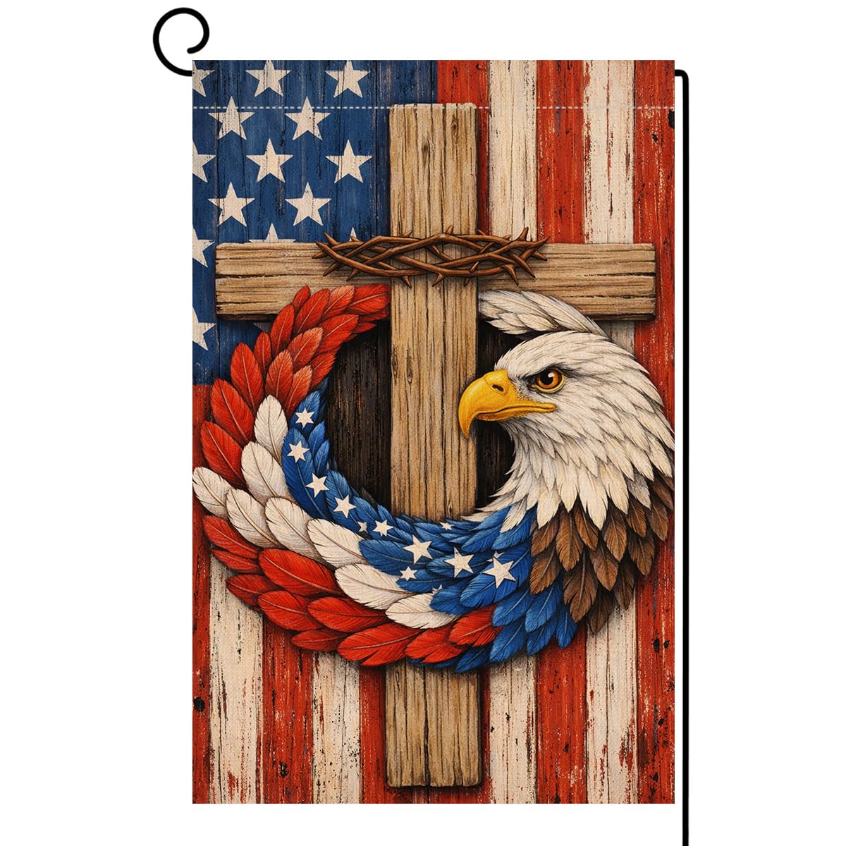4th of July Eagle Garden Flag 12x18 Vertical Double Sided Patriotic Stars and Stripes Memorial Day Independence Day Holiday Outside Decorations Burlap Yard Flag