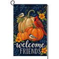 Fall Welcome Friends Pumpkins Garden Flag 12x18 Cardinal Birds Yard Decor