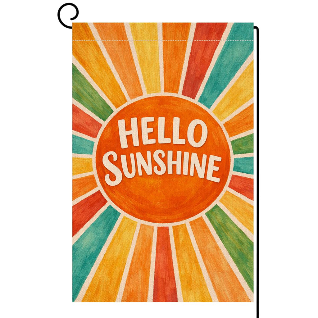 Hello Sunshine Summer Garden Flag 12x18 Vertical Double Sided Welcome Spring Farmhouse Holiday Outside Decorations Burlap Yard Flag