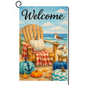 Fall Beach Welcome Pumpkin Garden Flag 12x18 Adirondack Chair Yard Decor