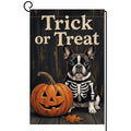 Fall Halloween Trick or Treat Garden Flag 12x18 Skeleton Dog Yard Decor