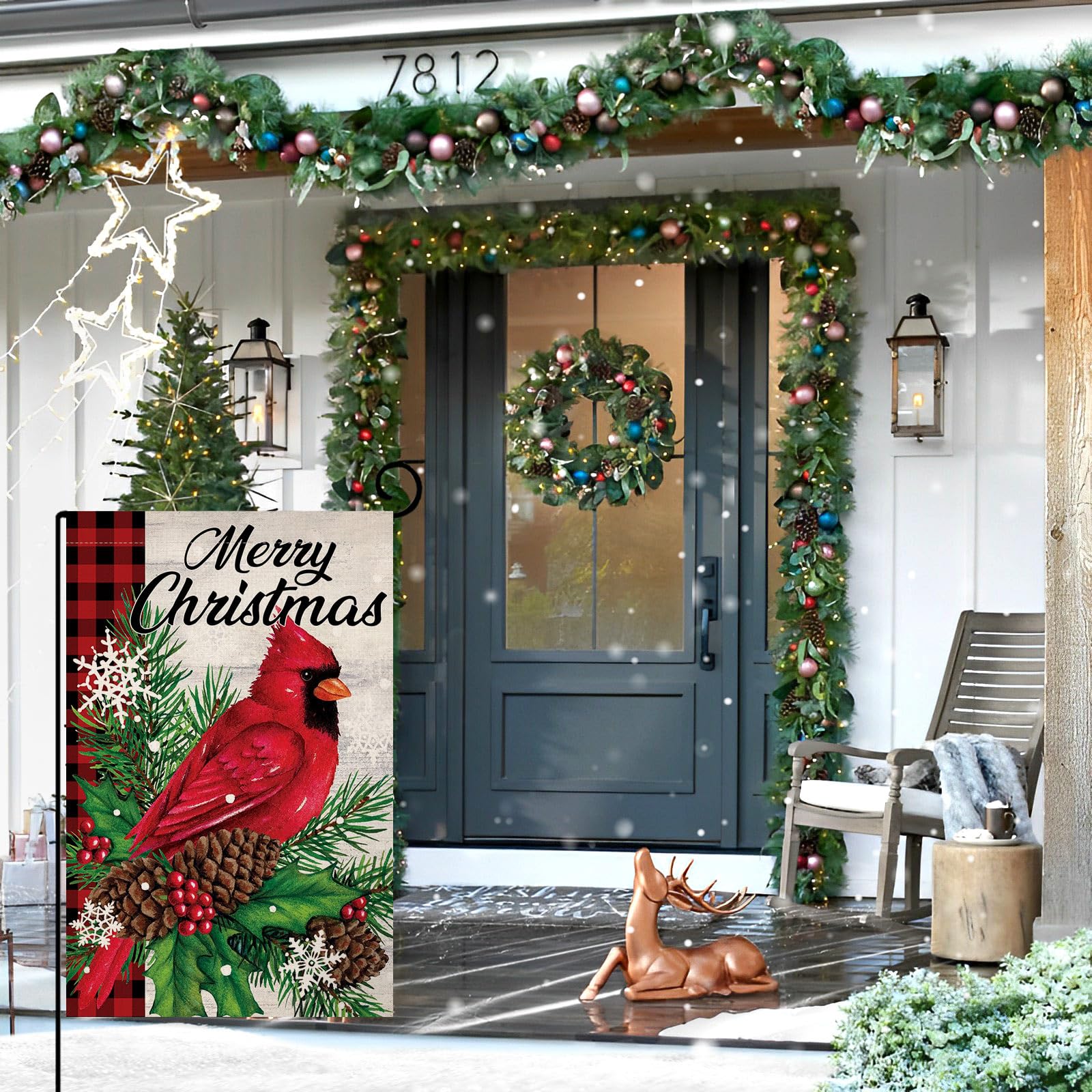 Christmas Cardinal Bird Garden Flag 12x18 Vertical Double Sided Winter Holiday Outside Decorations Burlap Yard Flag