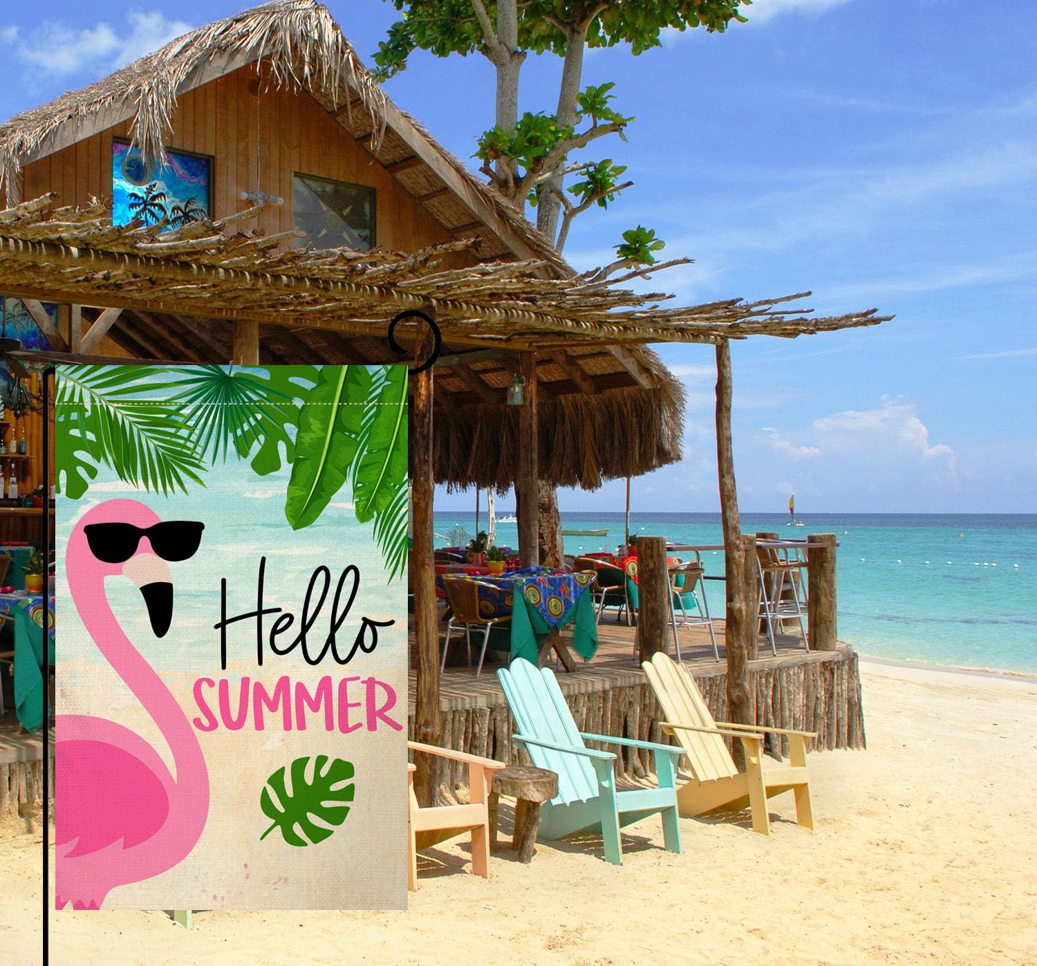 Summer Flamingo Garden Flag 12x18 Vertical Double Sided Tropical Leaves Beach Holiday Outside Decorations Burlap Yard Flag