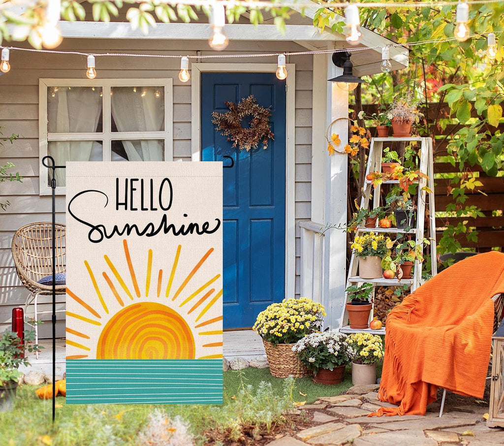 Hello Sunshine Summer Garden Flag 12x18 Vertical Double Sided Farmhouse Holiday Outside Decorations Burlap Yard Flag