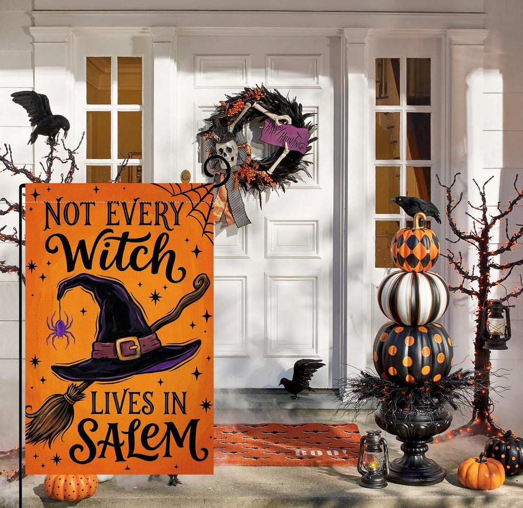 Fall Halloween Not Every Witch Lives in Salem Garden Flag 12x18 Yard Decor