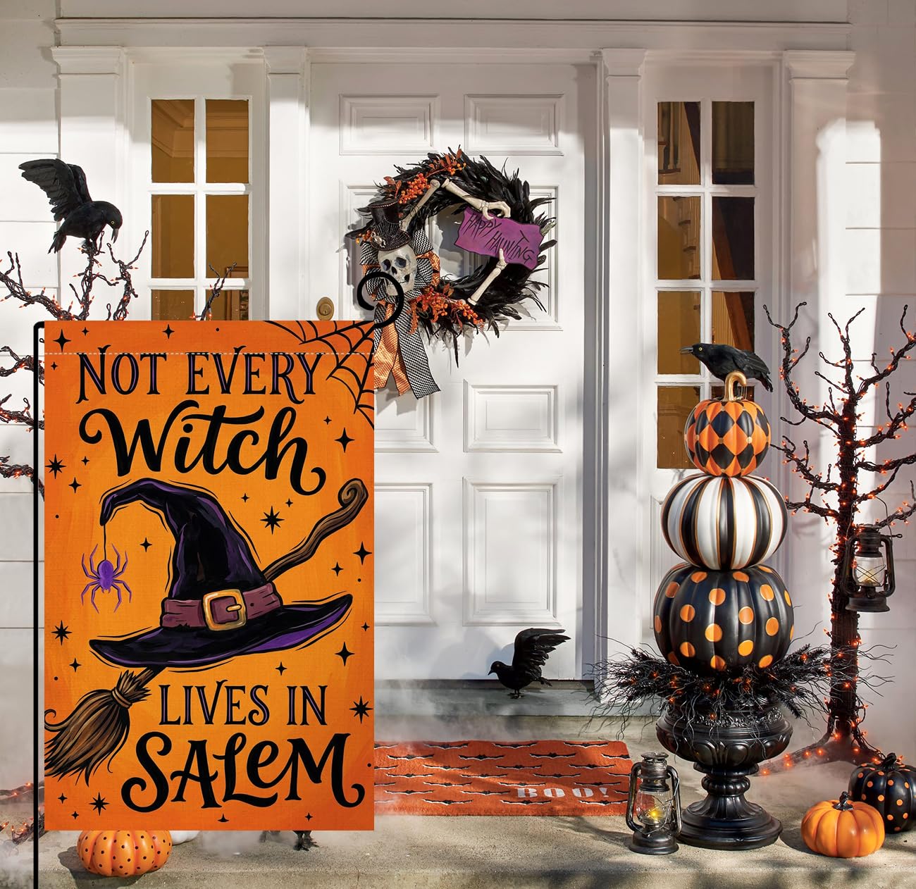 Fall Halloween Not Every Witch Lives in Salem Garden Flag 12x18 Yard Decor
