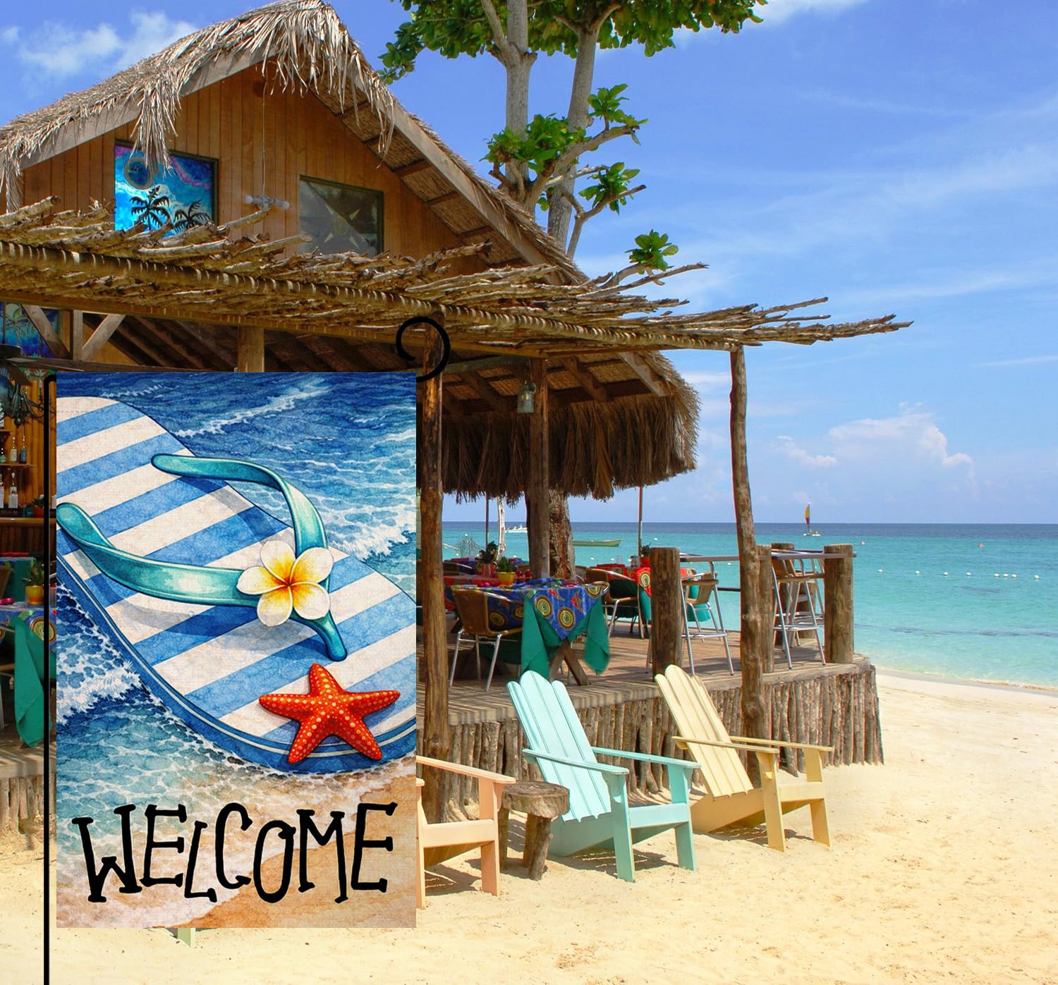 Summer Beach Flip-flop Garden Flag 12x18 Vertical Double Sided Welcome Seasonal Holiday Outside Decorations Burlap Yard Flag