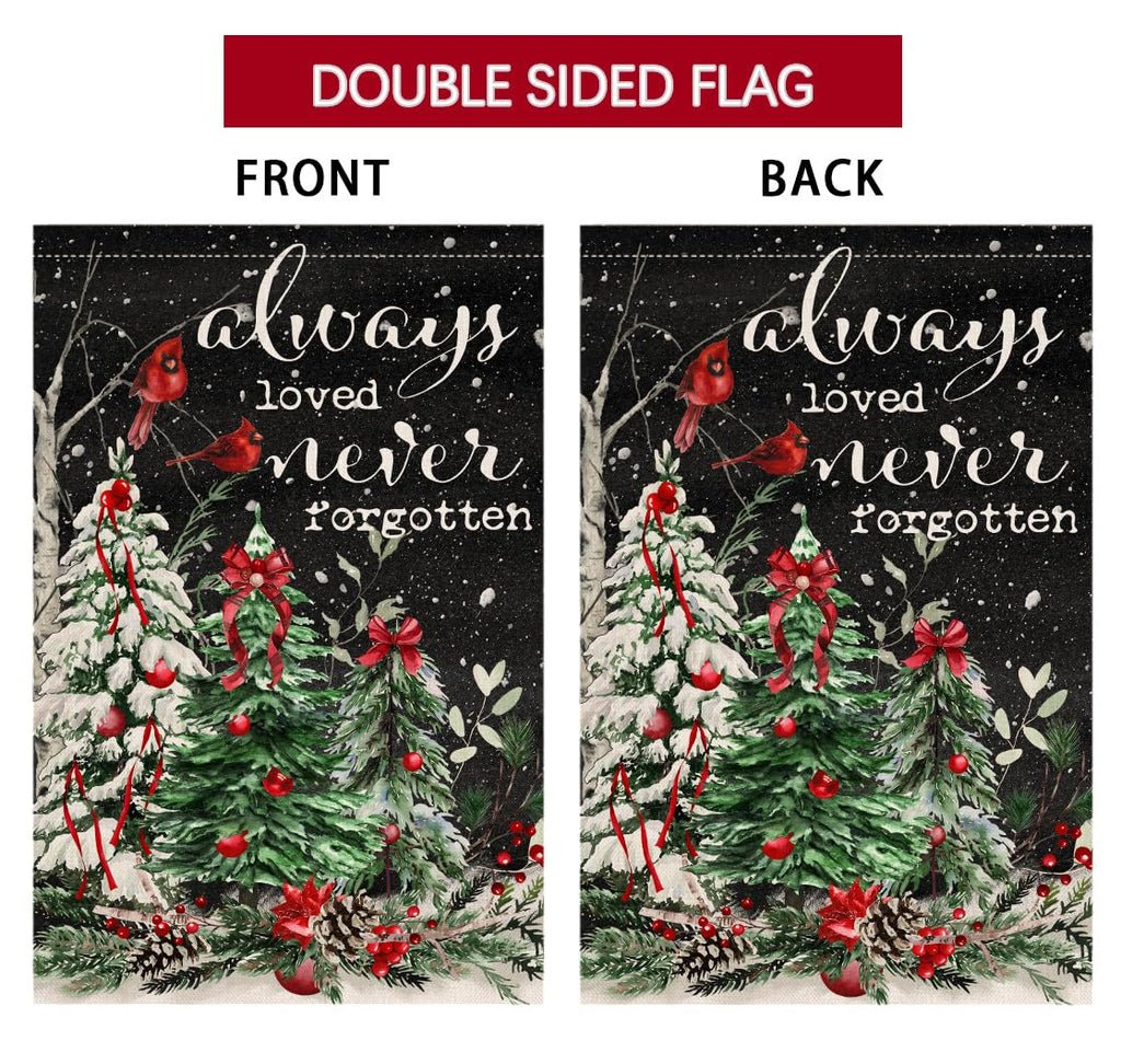 Christmas Trees Garden Flag 12x18 Vertical Double Sided Cardinal Bird Winter Holiday Outside Decorations Burlap Yard Flag