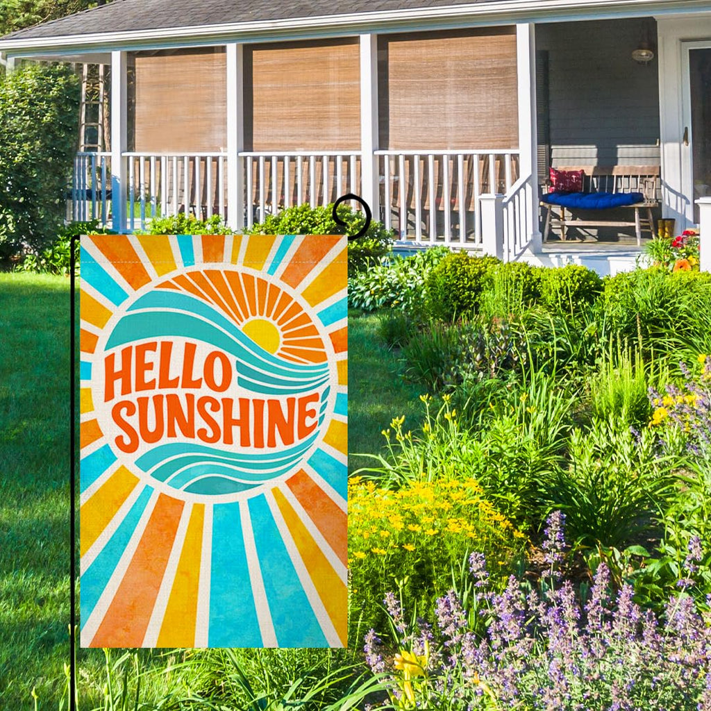 Hello Sunshine Summer Garden Flag 12x18 Vertical Double Sided Spring Farmhouse Holiday Outside Decorations Burlap Yard Flag