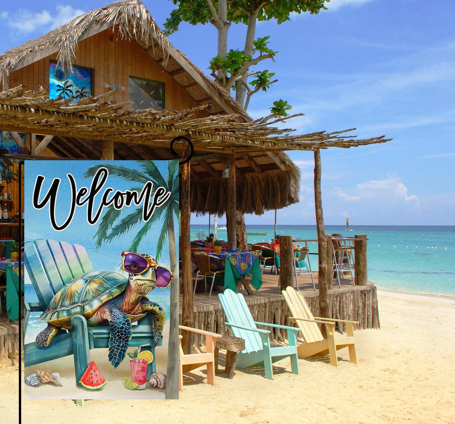 Summer Beach Sea Turtle Garden Flag 12x18 Vertical Double Sided Blue Welcome Ocean Holiday Outside Decorations Burlap Yard Flag