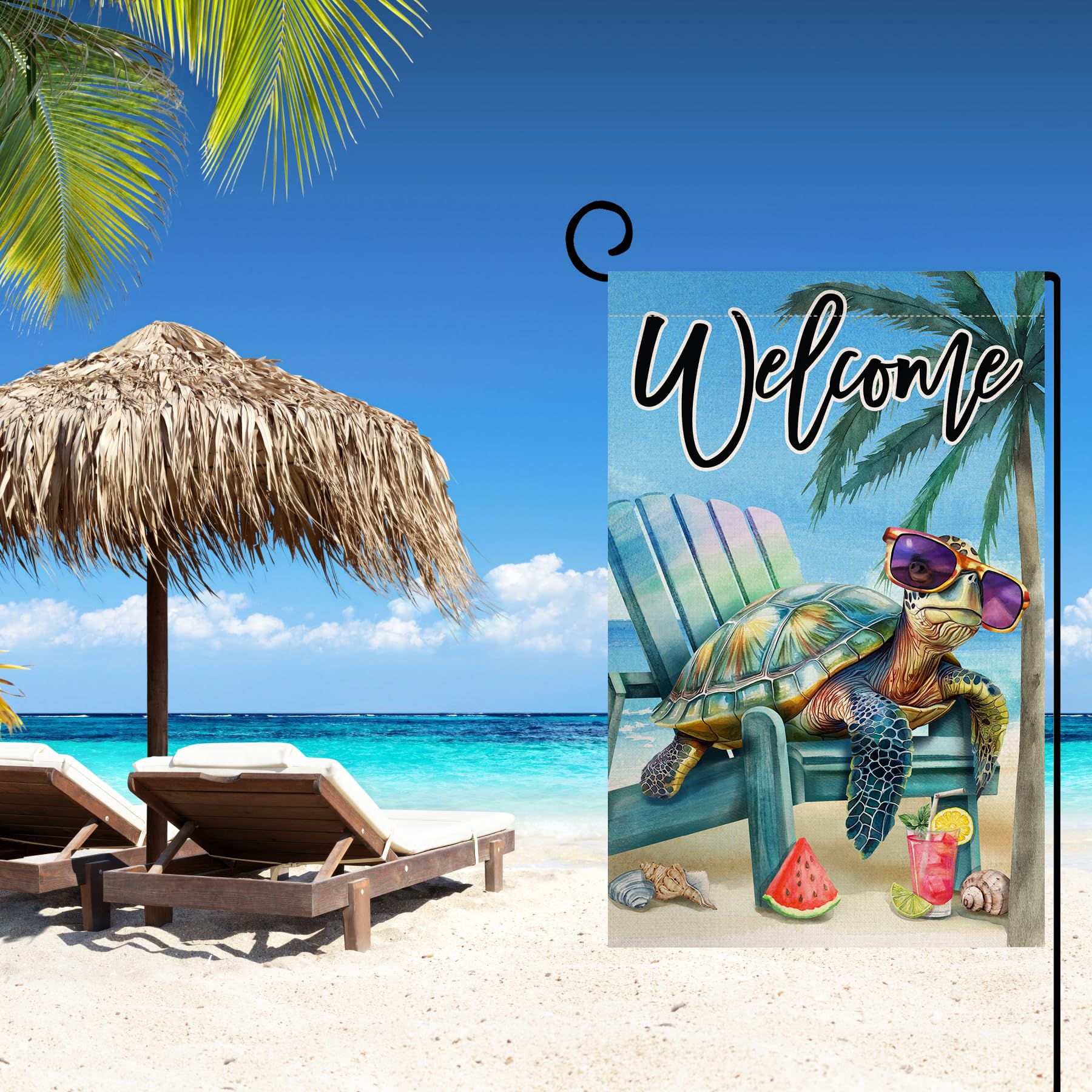 Summer Beach Sea Turtle Garden Flag 12x18 Vertical Double Sided Blue Welcome Ocean Holiday Outside Decorations Burlap Yard Flag