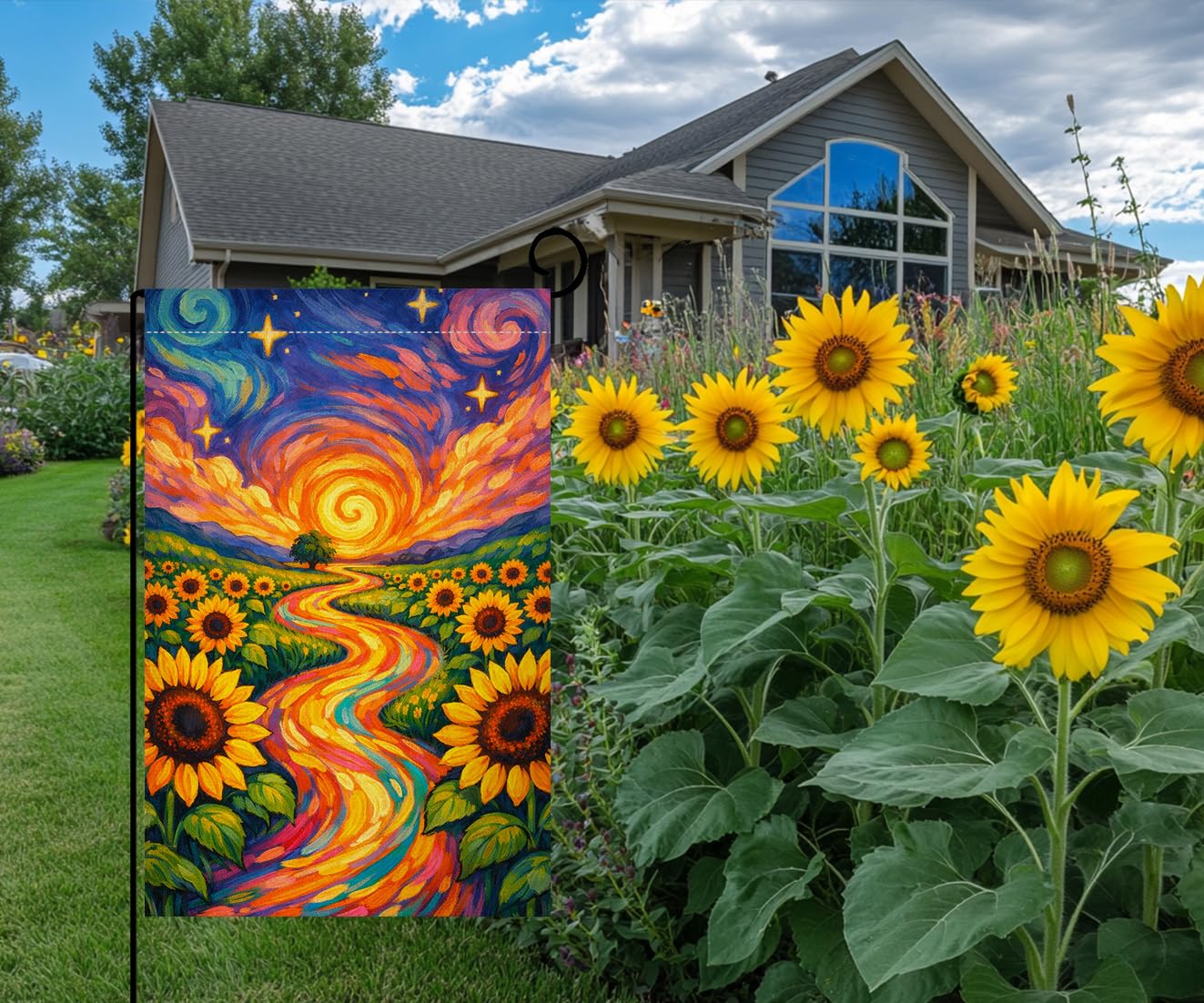 Summer Sunflower Garden Flag 12x18 Vertical Double Sided Colorful Sunshine Spring Farmhouse Holiday Outside Decorations Burlap Yard Flag