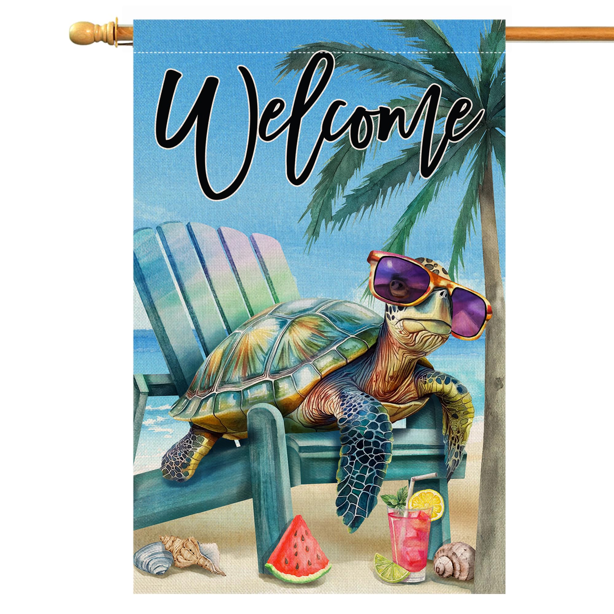 Summer Beach Sea Turtle Garden Flag 12x18 Vertical Double Sided Blue Welcome Ocean Holiday Outside Decorations Burlap Yard Flag