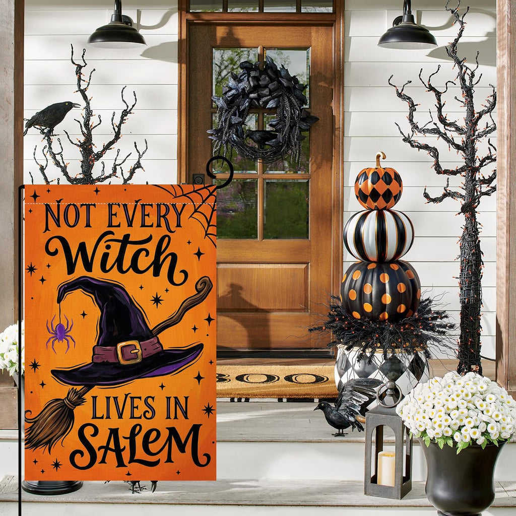 Fall Halloween Not Every Witch Lives in Salem Garden Flag 12x18 Yard Decor