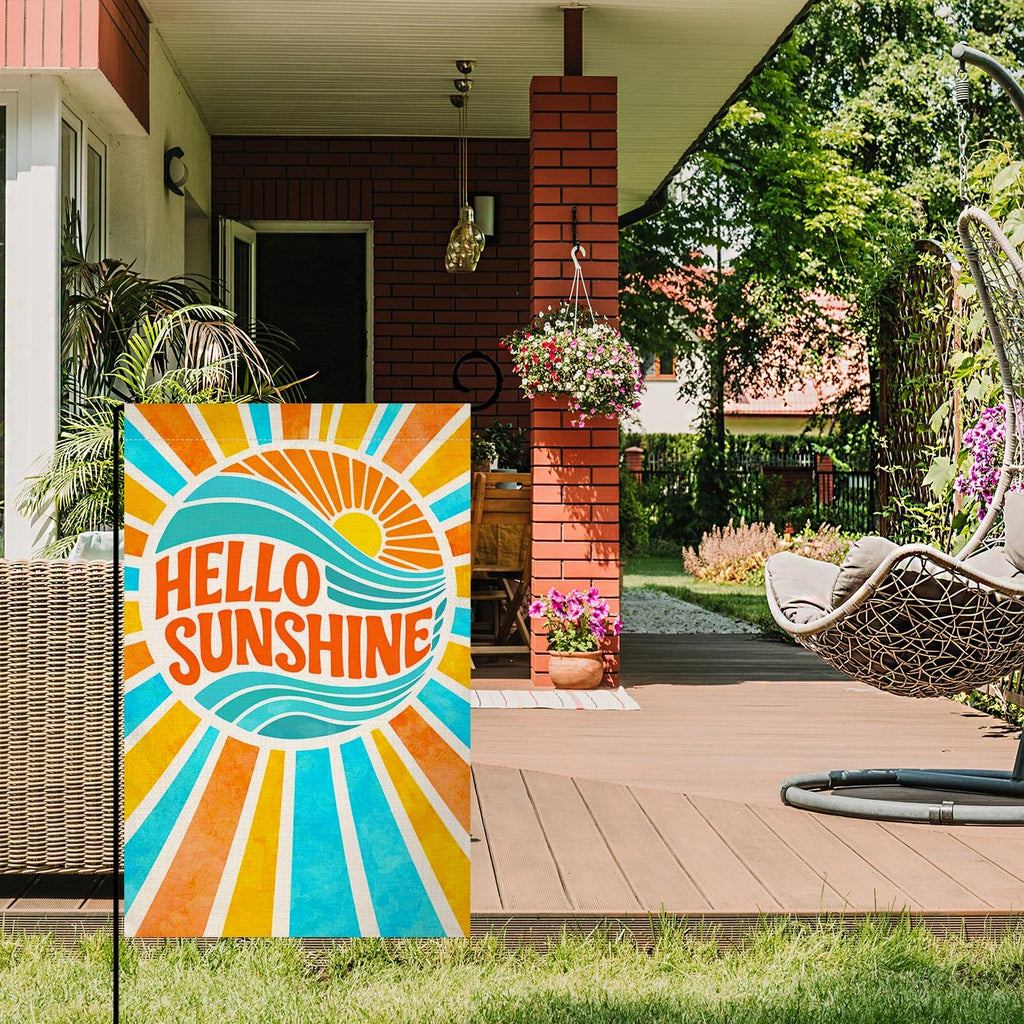 Hello Sunshine Summer Garden Flag 12x18 Vertical Double Sided Spring Farmhouse Holiday Outside Decorations Burlap Yard Flag