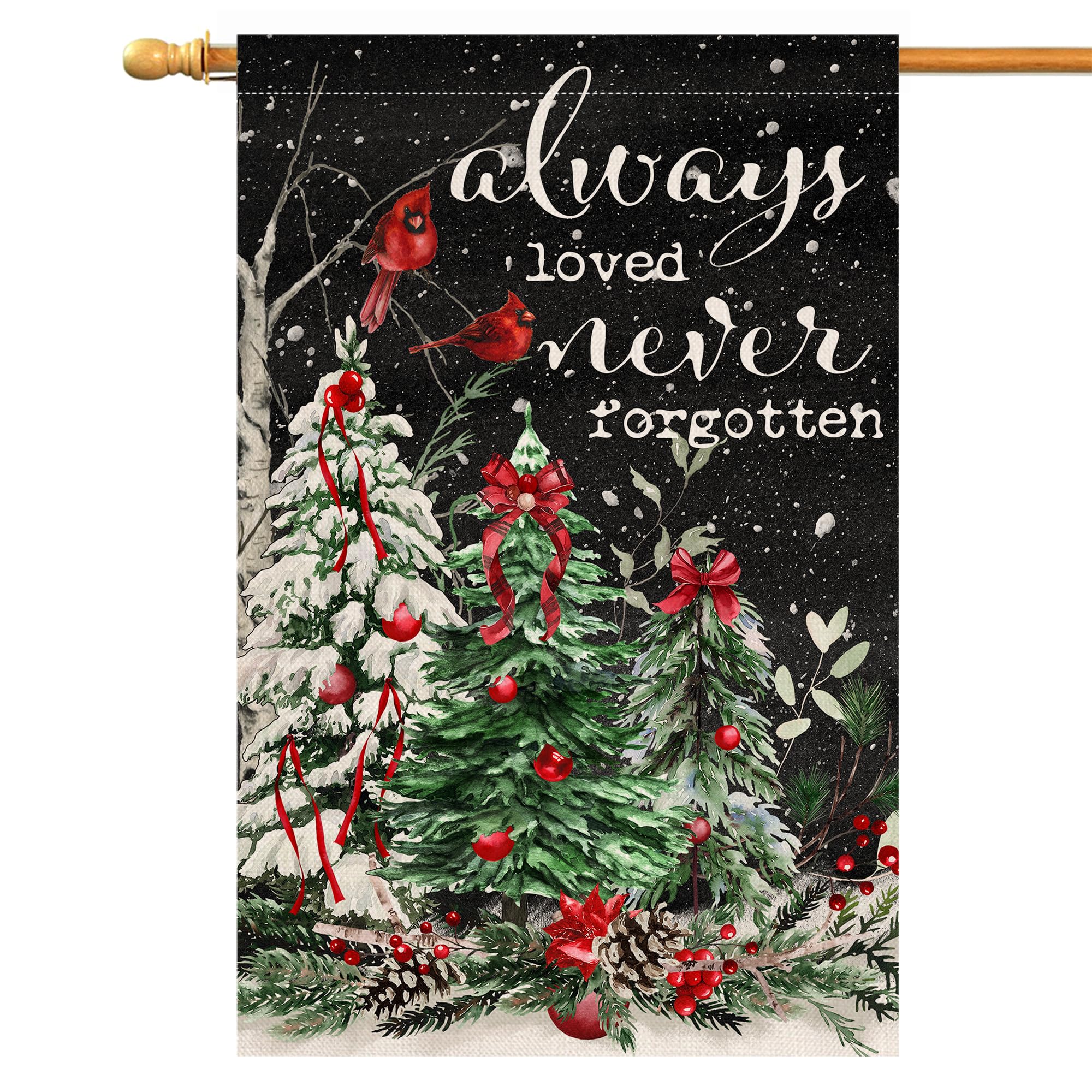 Christmas Trees Garden Flag 12x18 Vertical Double Sided Cardinal Bird Winter Holiday Outside Decorations Burlap Yard Flag