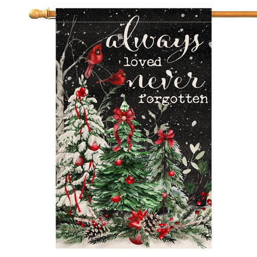 Christmas Trees Garden Flag 12x18 Vertical Double Sided Cardinal Bird Winter Holiday Outside Decorations Burlap Yard Flag